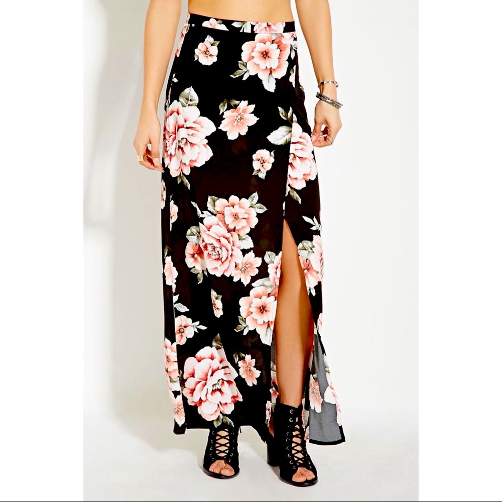 Floral Wrap Maxi Skirt